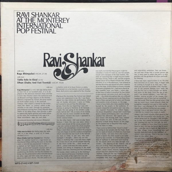 Shankar, Ravi - Ravi Shankar At The Monterey International Pop Festival (VG) (Vinyl LP)