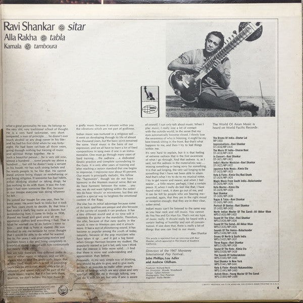 Shankar, Ravi - Ravi Shankar At The Monterey International Pop Festival (VG) (Vinyl LP)