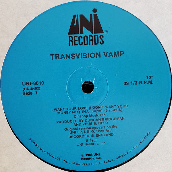 Transvision Vamp - I Want Your Love (VG+) (Vinyl LP)