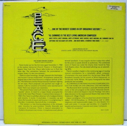 Peace - Original Cast Recording - Carmines, Al (VG) (Vinyl LP)