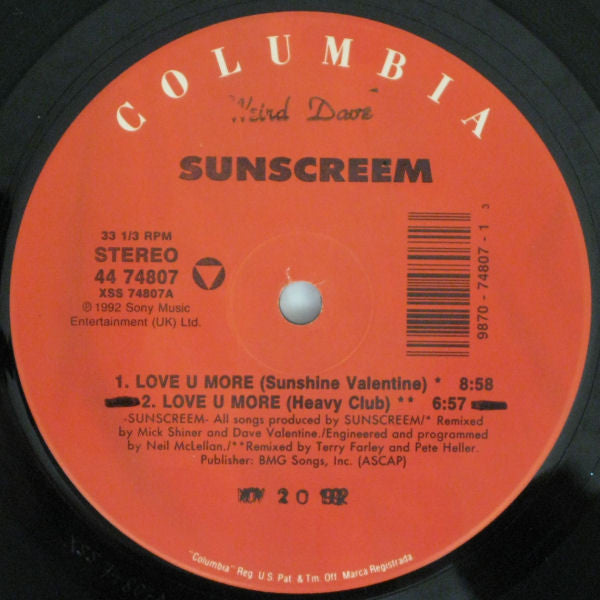 Sunscreem - Love U More (VG+) (Vinyl LP)