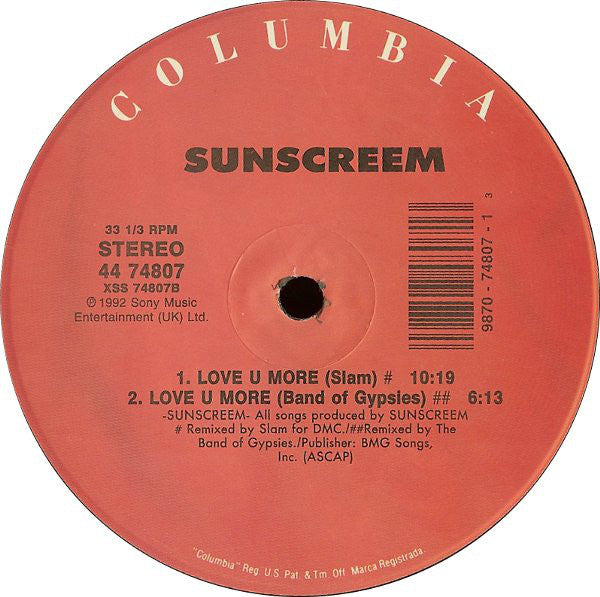 Sunscreem - Love U More (VG+) (Vinyl LP)