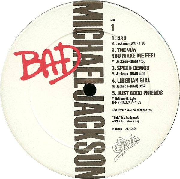 Jackson, Michael - Bad (Vinyl, VG+) (Vinyl LP)