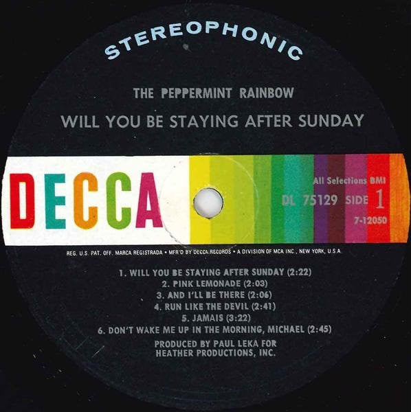 Peppermint Rainbow - Will You Be Staying After Sunday (Vinyl, VG+) (Vinyl LP)