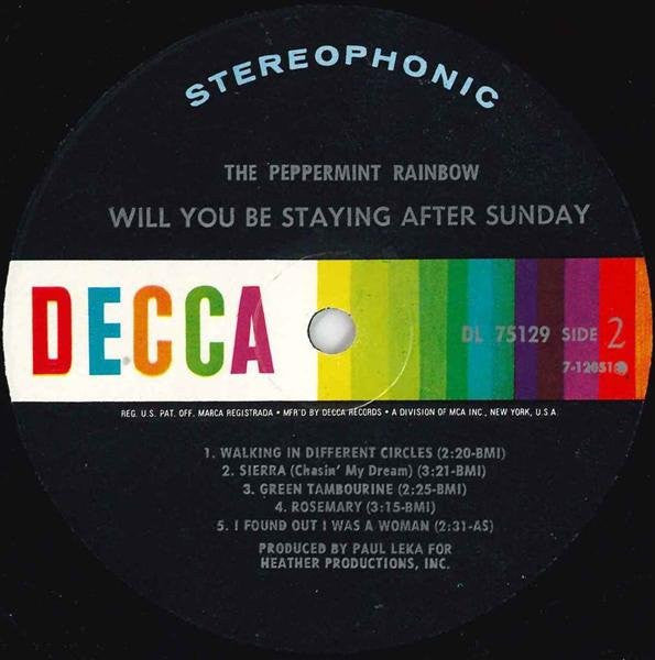 Peppermint Rainbow - Will You Be Staying After Sunday (Vinyl, VG+) (Vinyl LP)