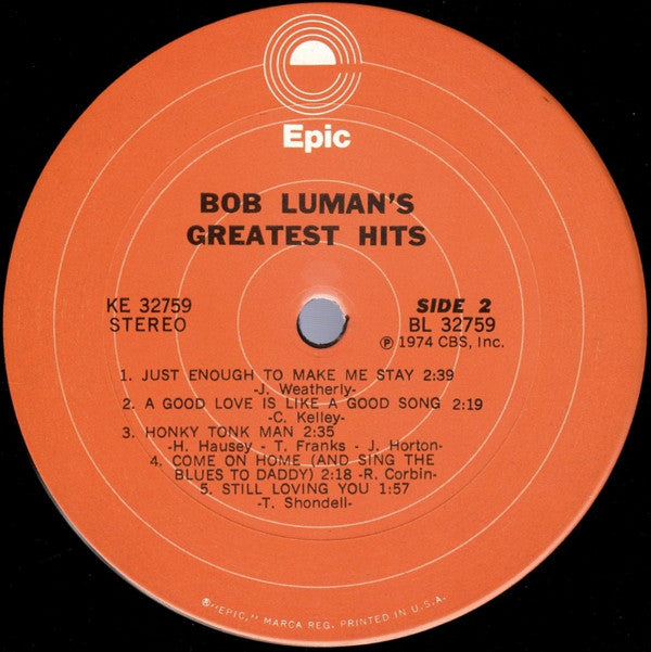 Luman, Bob - Bob Luman's Greatest Hits (VG+) (Vinyl LP)