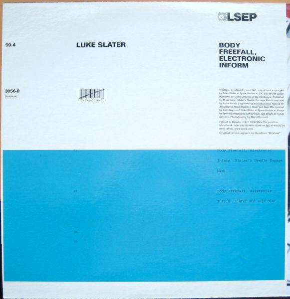 Slater, Luke - Body Freefall, Electronic Inform #1 (VG+) (Vinyl LP)