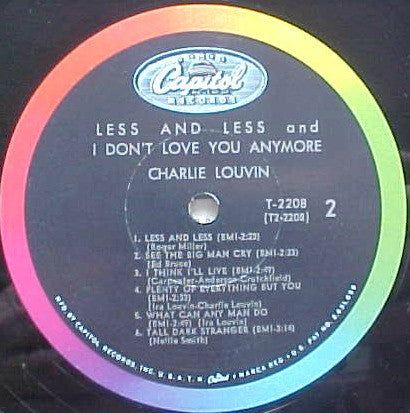 Louvin, Charlie - Less And Less And I Don't Love You Anymore (VG) (Vinyl LP)
