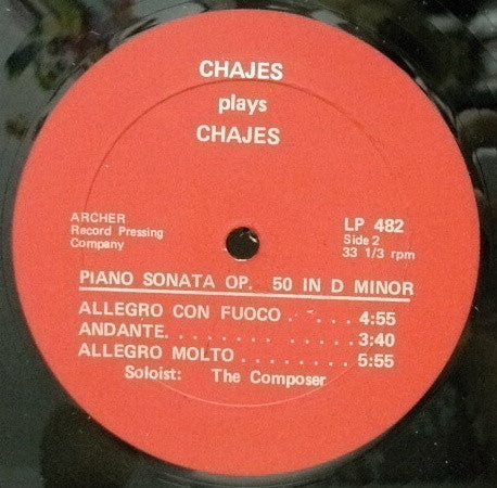 Chajes, Julius - Chajes Plays Chajes (VG) (Vinyl LP)