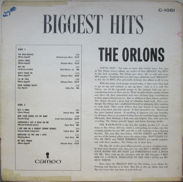 Orlons - Biggest Hits (VG) (Vinyl LP)