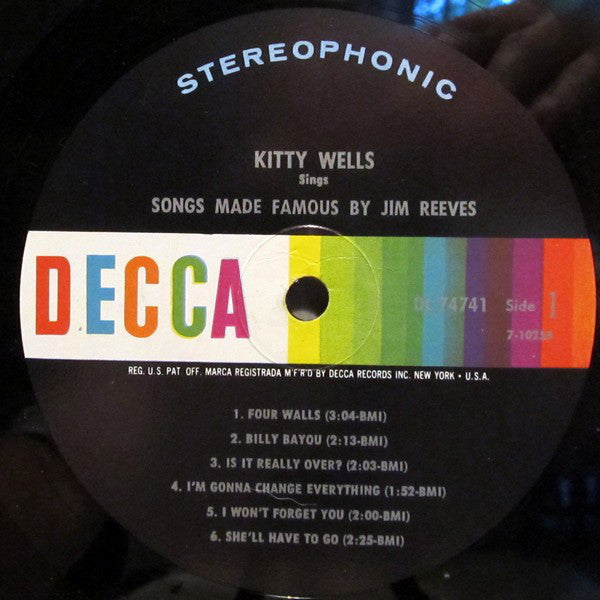 Wells, Kitty - Songs Made Famous By Jim Reeves (VG+) (Vinyl LP)