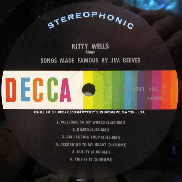 Wells, Kitty - Songs Made Famous By Jim Reeves (VG+) (Vinyl LP)