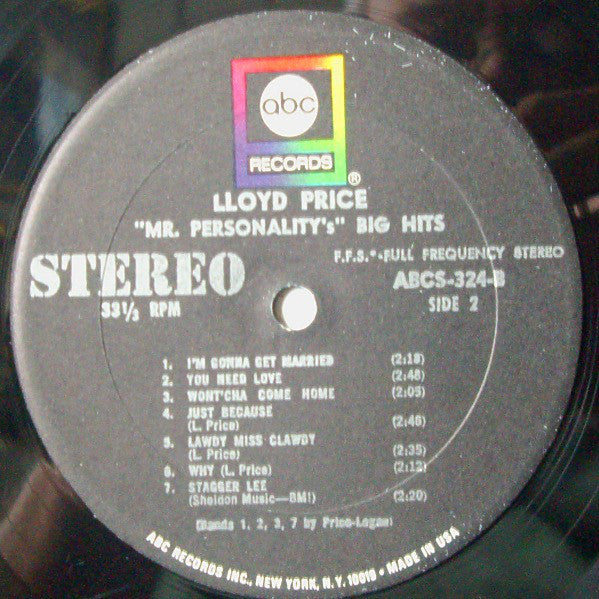 Price, Lloyd - "Mr Personality's" 15 Big Hits (Vinyl, VG+) (Vinyl LP)