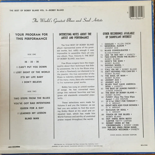 Bland, Bobby - Best Of Bobby Bland Vol. II (VG+) (Vinyl LP)