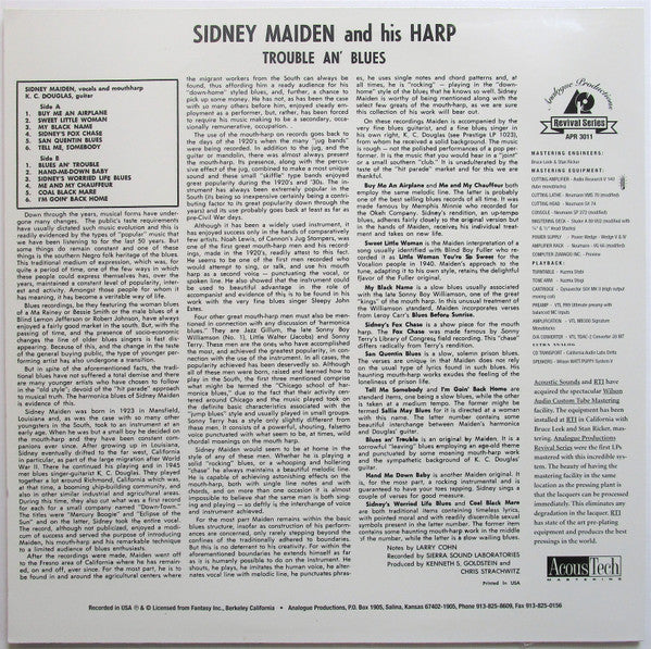 Maiden, Sidney - Trouble An' Blues (Vinyl, NM or M-) (Vinyl LP)