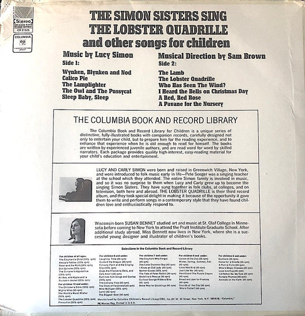 Simon Sisters - The Simon Sisters Sing The Lobster Quadrille And Other Songs For Children (VG) (Vinyl LP)