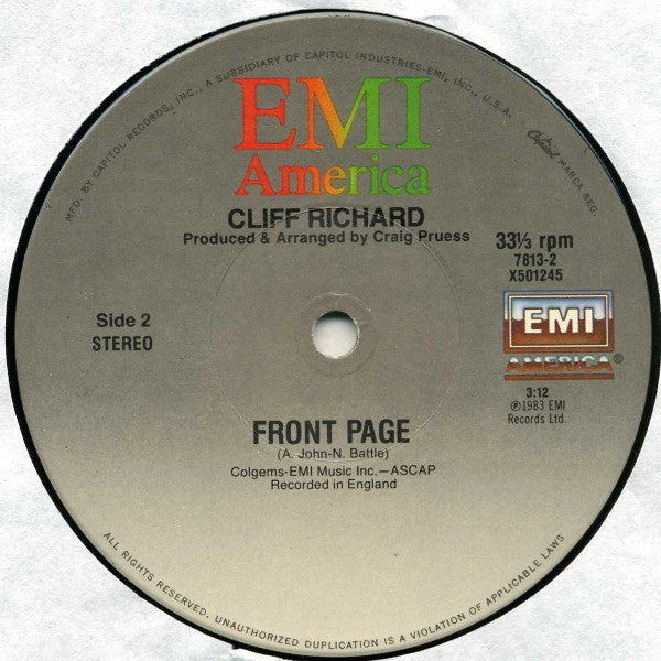 Richard, Cliff - Never Say Die (Give A Little Bit More) / Front Page (NM or M-) (Vinyl LP)