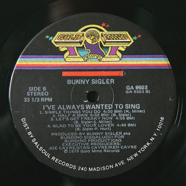 Sigler, Bunny - I've Always Wanted To Sing...Not Just Write Songs (VG+) (Vinyl LP)