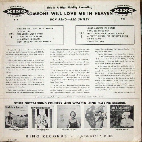 Reno, Don And Smiley, Red - Someone Will Love Me In Heaven (VG) (Vinyl LP)