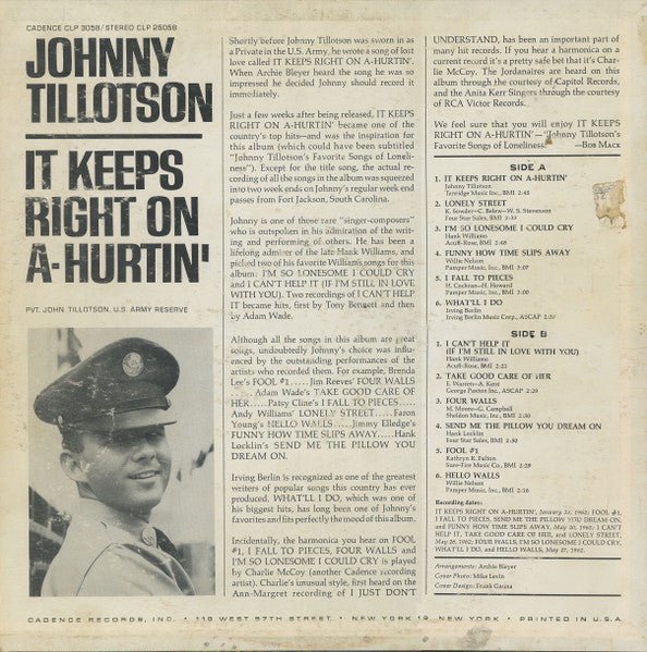 Tillotson, Johnny - It Keeps Right On A-Hurtin (VG) (Vinyl LP)