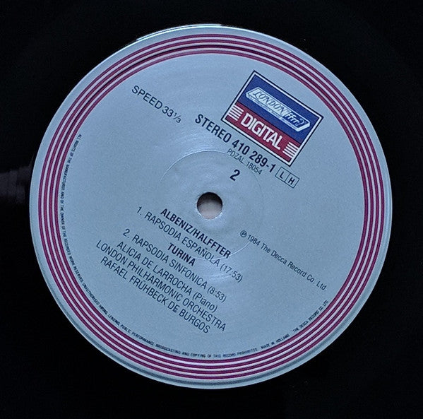 Falla / Albeniz / Turina, Alicia De Larrocha, London Philharmonic Orchestra, Rafael Fruhbeck De Burgos - Nights In The Gardens Of Spain = Nachte In Spanischen Garten (NM or M-) (Vinyl LP)