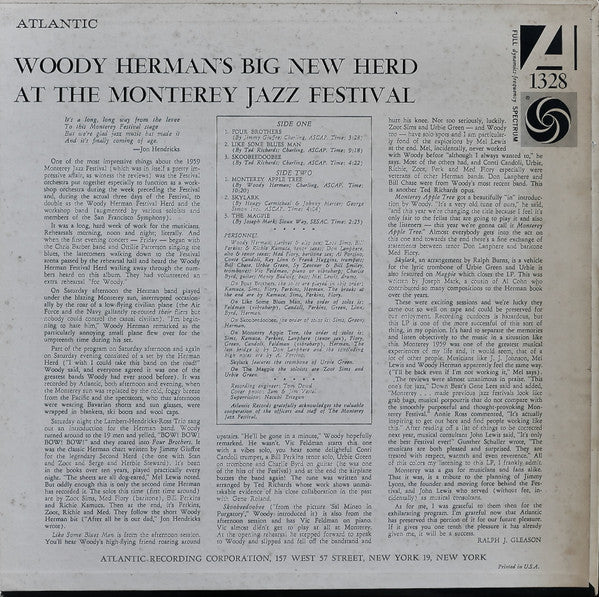 Herman's, Woody Big New Herd - At The Monterey Jazz Festival (Vinyl, VG+) (Vinyl LP)