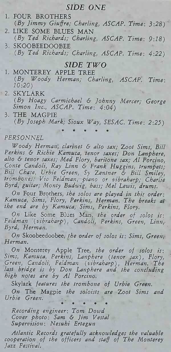 Herman's, Woody Big New Herd - At The Monterey Jazz Festival (Vinyl, VG+) (Vinyl LP)