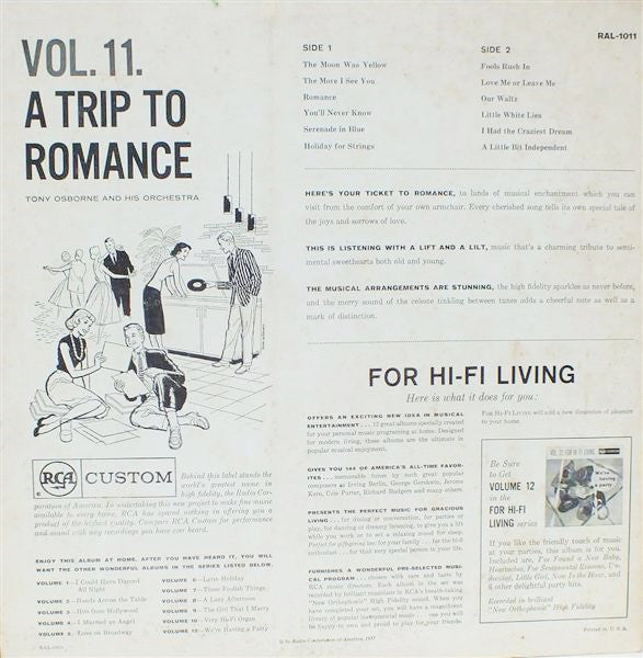 Osborne, Tony And His Orchestra - A Trip To Romance, Vol. 11 For Hi-Fi Living (VG) (Vinyl LP)