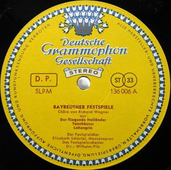 Wagner, Richard - Chor der Bayreuther Festspiele, Orchester der Bayreuther Festspiele , Dirigent Wilhelm Pitz - Bayreuther Festspiele - Opernchöre (VG+) (Vinyl LP)