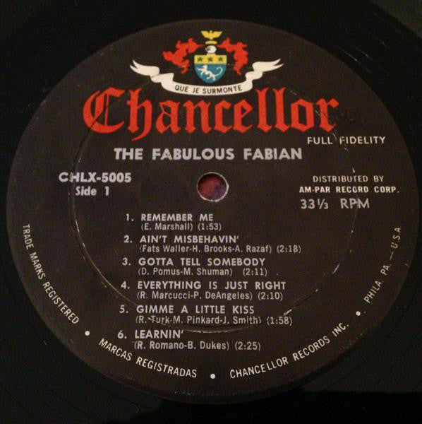 Fabian  - The Fabulous Fabian (VG) (Vinyl LP)