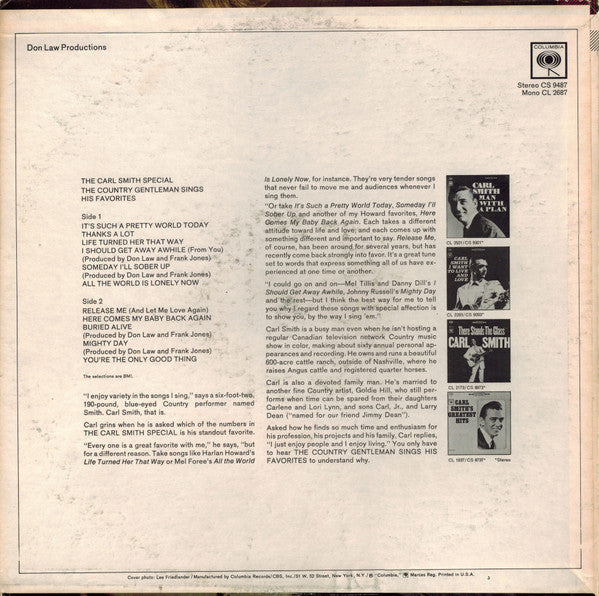 Smith, Carl- The Carl Smith Special (The Country Gentleman Sings His Favorites) (Vinyl, VG) (Vinyl LP)