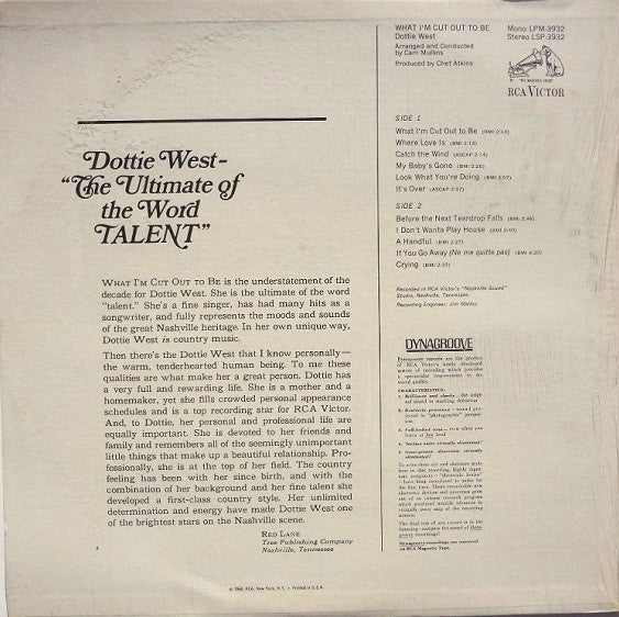 West, Dottie - What I'm Cut Out To Be (VG) (Vinyl LP)