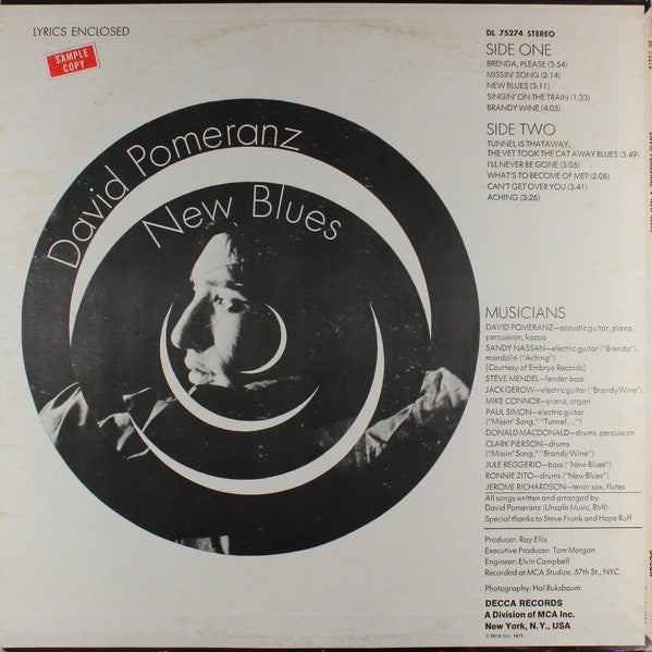 Pomeranz, David - New Blues (VG+) (Vinyl LP)
