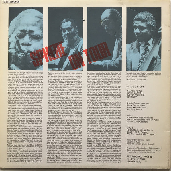 Sphere  - Sphere On Tour (VG+) (Vinyl LP)