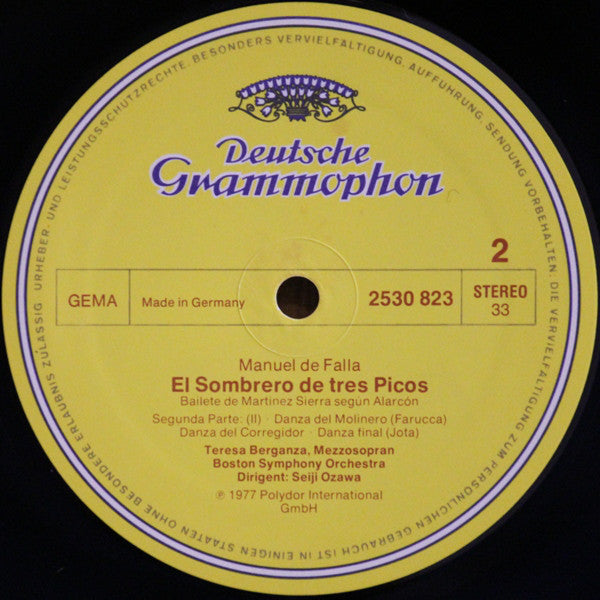 De Falla, Manuel with Teresa Berganza, Boston Symphony Orchestra, Seiji Ozawa - El Sombrero De Tres Picos = Der Dreispitz = The Three-Cornered Hat = Le Tricorn (VG+) (Vinyl LP)