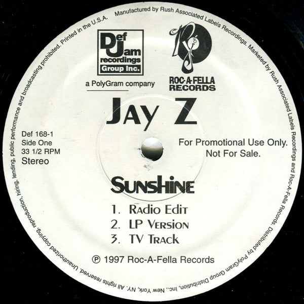 Jay Z - Sunshine (NM or M-) (Vinyl LP)