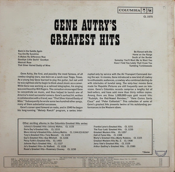 Autry, Gene - Gene Autry's Greatest Hits (VG+) (Vinyl LP)
