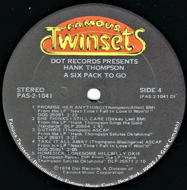 Thompson, Hank - "A Six Pack To Go" (VG+) (Vinyl LP)