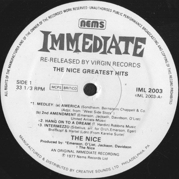 Nice - Greatest Hits (VG+) (Vinyl LP)