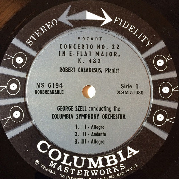 Mozart, Robert Casadesus, George Szell - Concertos No. 22 In E Flat, K. 482 / No. 23 In A Major, K. 488 (VG+) (Vinyl LP)