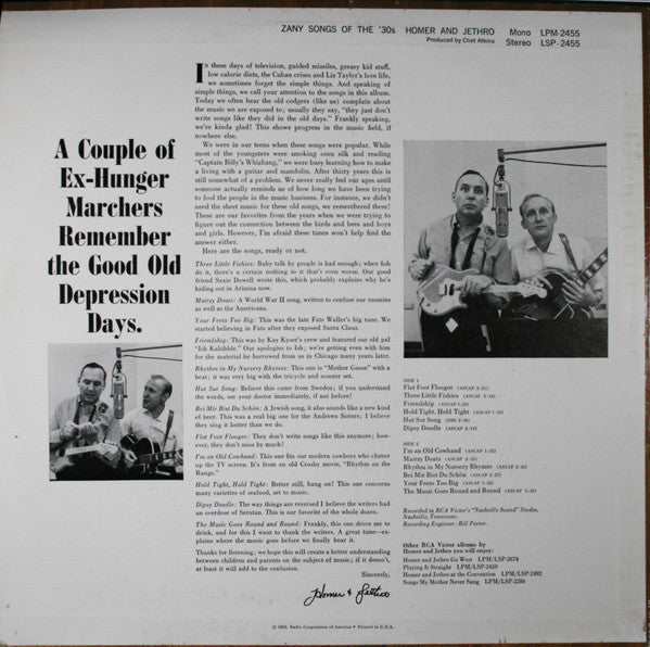 Homer & Jethro - Zany Songs Of The '30s (VG) (Vinyl LP)