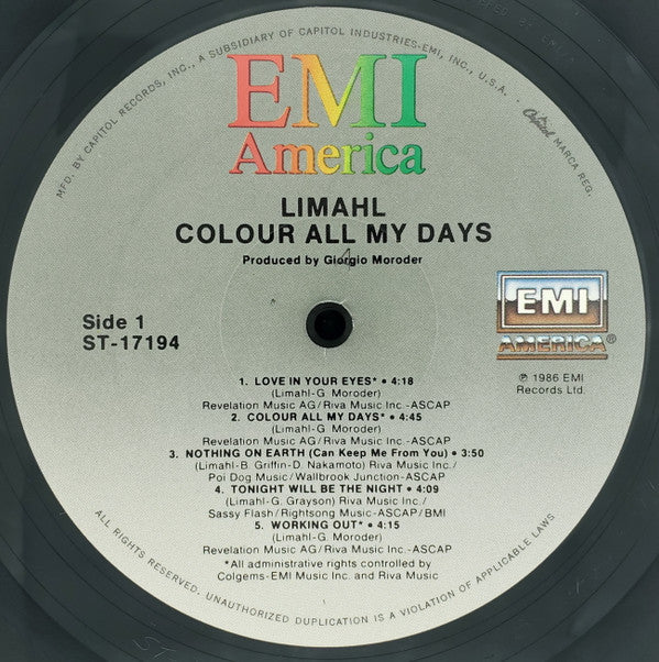 Limahl - Colour All My Days (Vinyl, VG+) (Vinyl LP)
