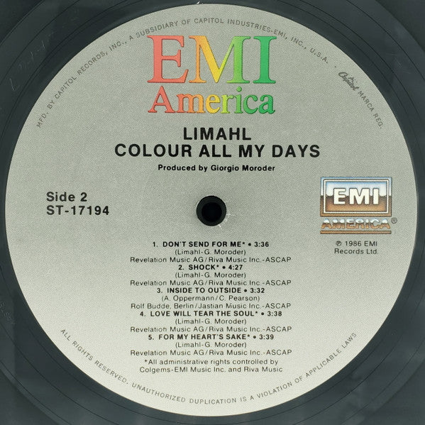 Limahl - Colour All My Days (Vinyl, VG+) (Vinyl LP)