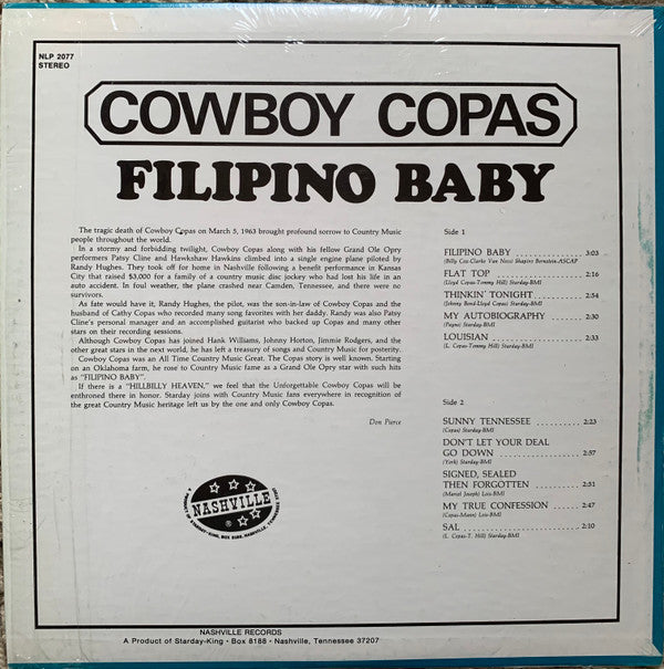 Cowboy Copas - Filipino Baby (VG) (Vinyl LP)