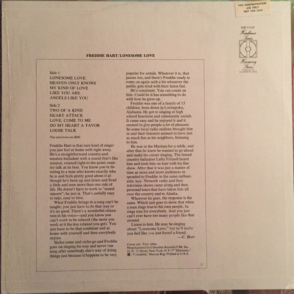 Hart, Freddie - Lonesome Love (VG+) (Vinyl LP)