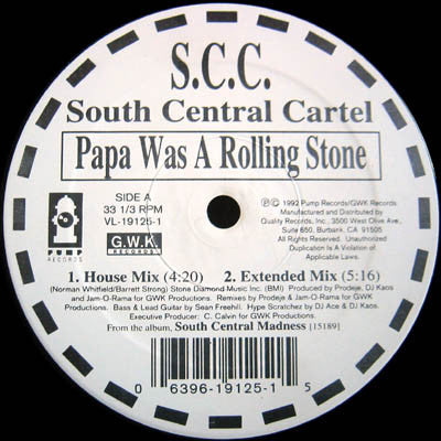 South Central Cartel - Papa Was A Rolling Stone (VG+) (Vinyl LP)
