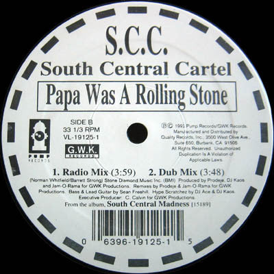 South Central Cartel - Papa Was A Rolling Stone (VG+) (Vinyl LP)