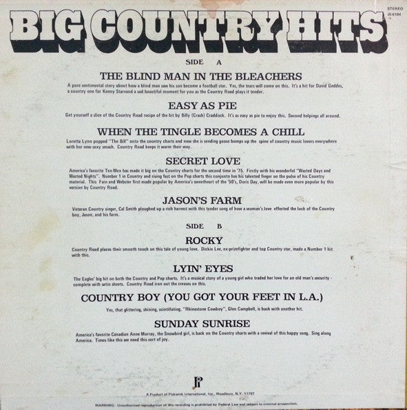 Country Road - Big Country Hits (VG+) (Vinyl LP)