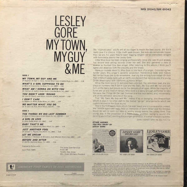 Gore, Lesley - My Town, My Guy & Me (VG+) (Vinyl LP)