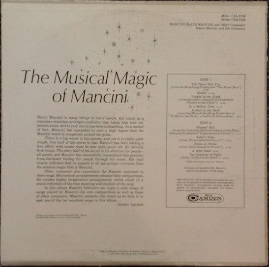 Mancini, Henry And His Orchestra - Mancini Plays Mancini And Other Composers (VG+) (Vinyl LP)